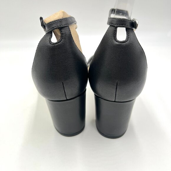 Marc Fisher Womens Size 8.5 Jaron Black Leather Block Heels Sandals Shoes - Picture 7 of 14